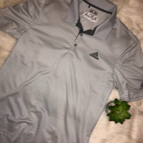 Adidas | AJGA Men's Grey Stripe Golf Shirt Small - Picture 2 of 6